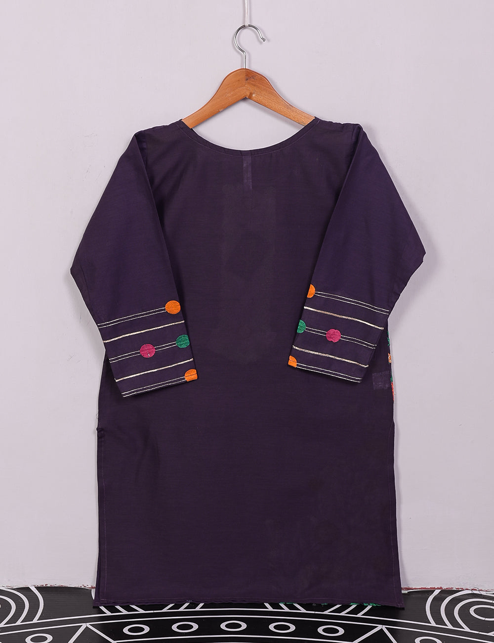 TS-109A-Purple - Cotton Embroidered Stitched Kurti