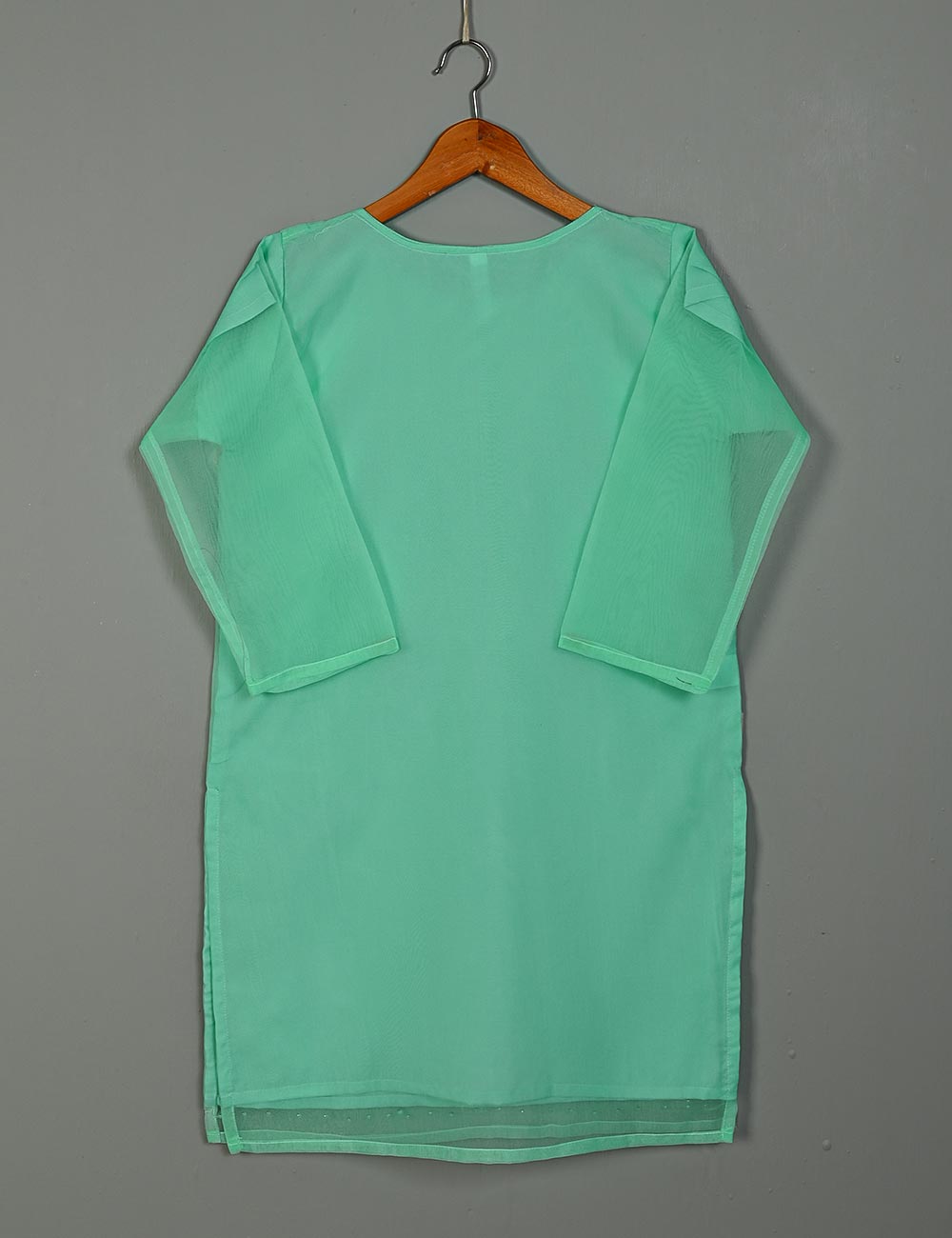 TS-148B-AquaGreen - Organza Embroidered Kurti