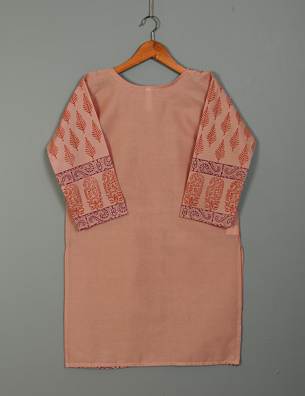 TS-140B-Peach - Cotton Block Printed Stitched
