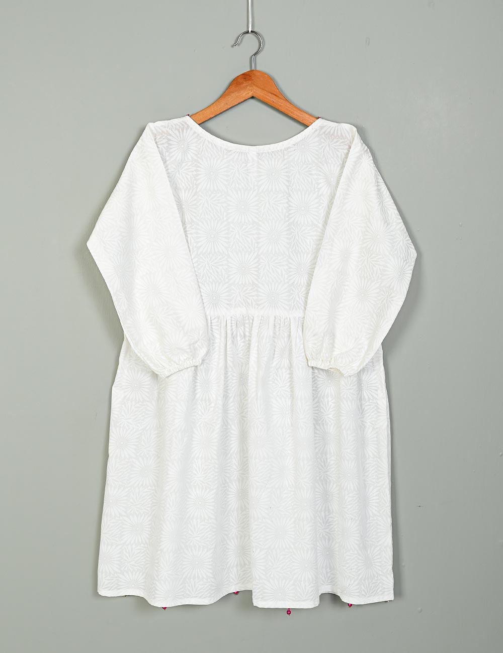TS-190A-White - Cotton Stitched Frock