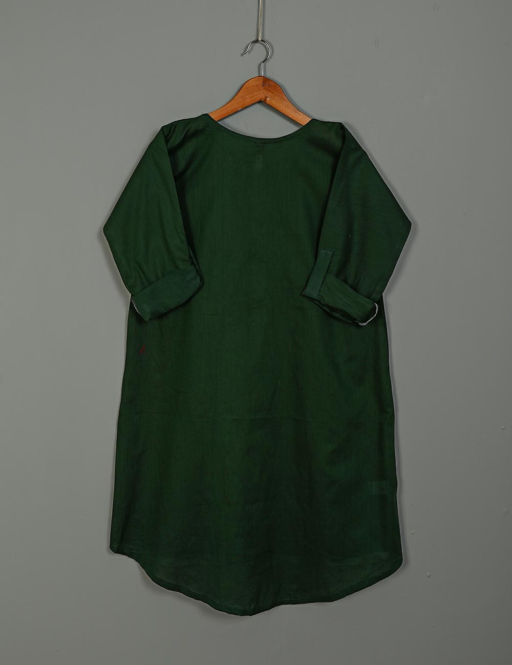 TS-158-BottleGreen - Cotton Stitched Frock
