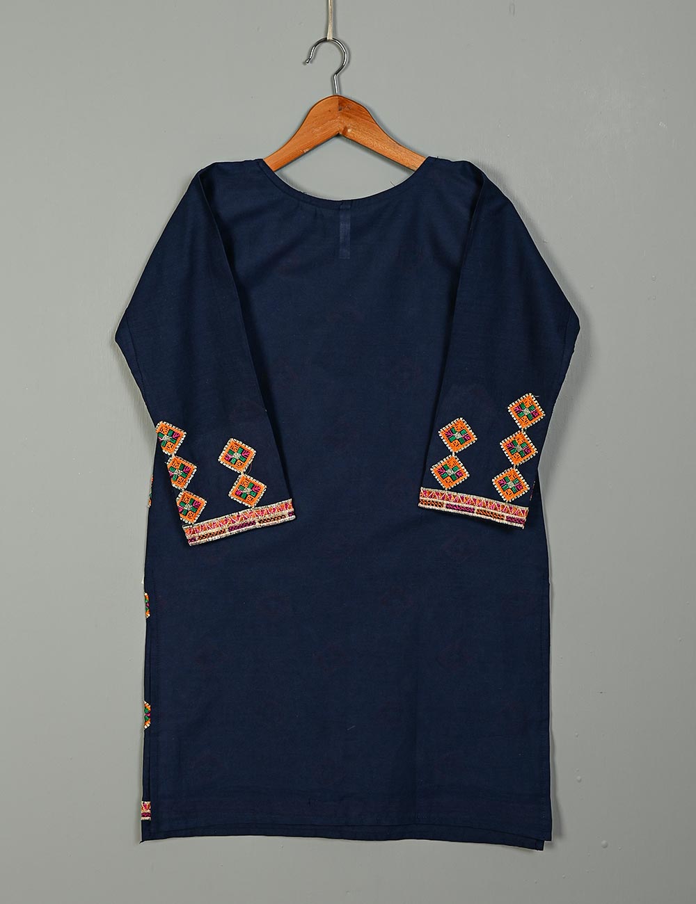 TS-108A-Blue - Cotton Embroidered Stitched Kurti