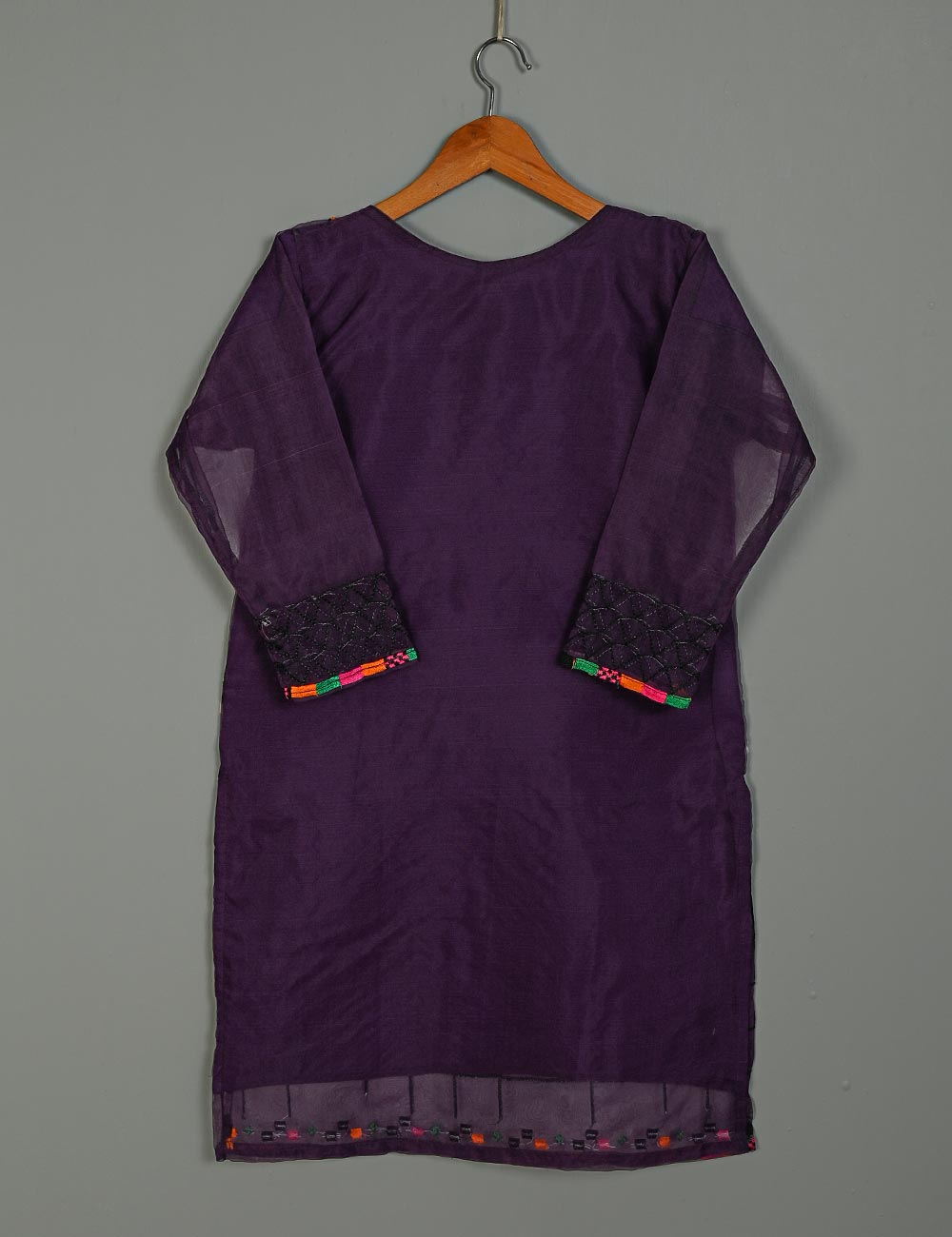 TS-173-Purple - Organza Embroidered Kurti