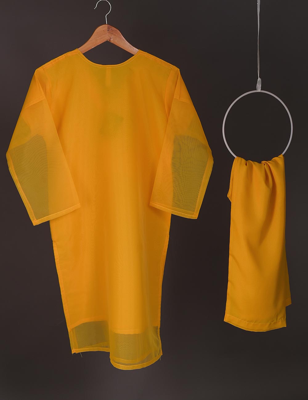 STP-014A-Mustard - 2Pc Organza With Malai Trouser