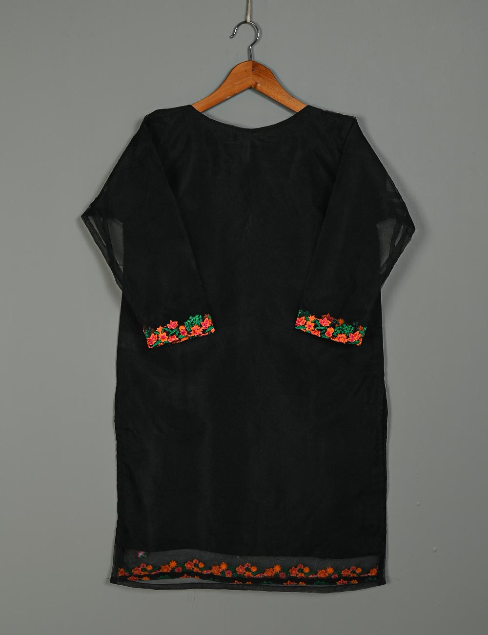 TS-174-Black - Organza Embroidered Kurti