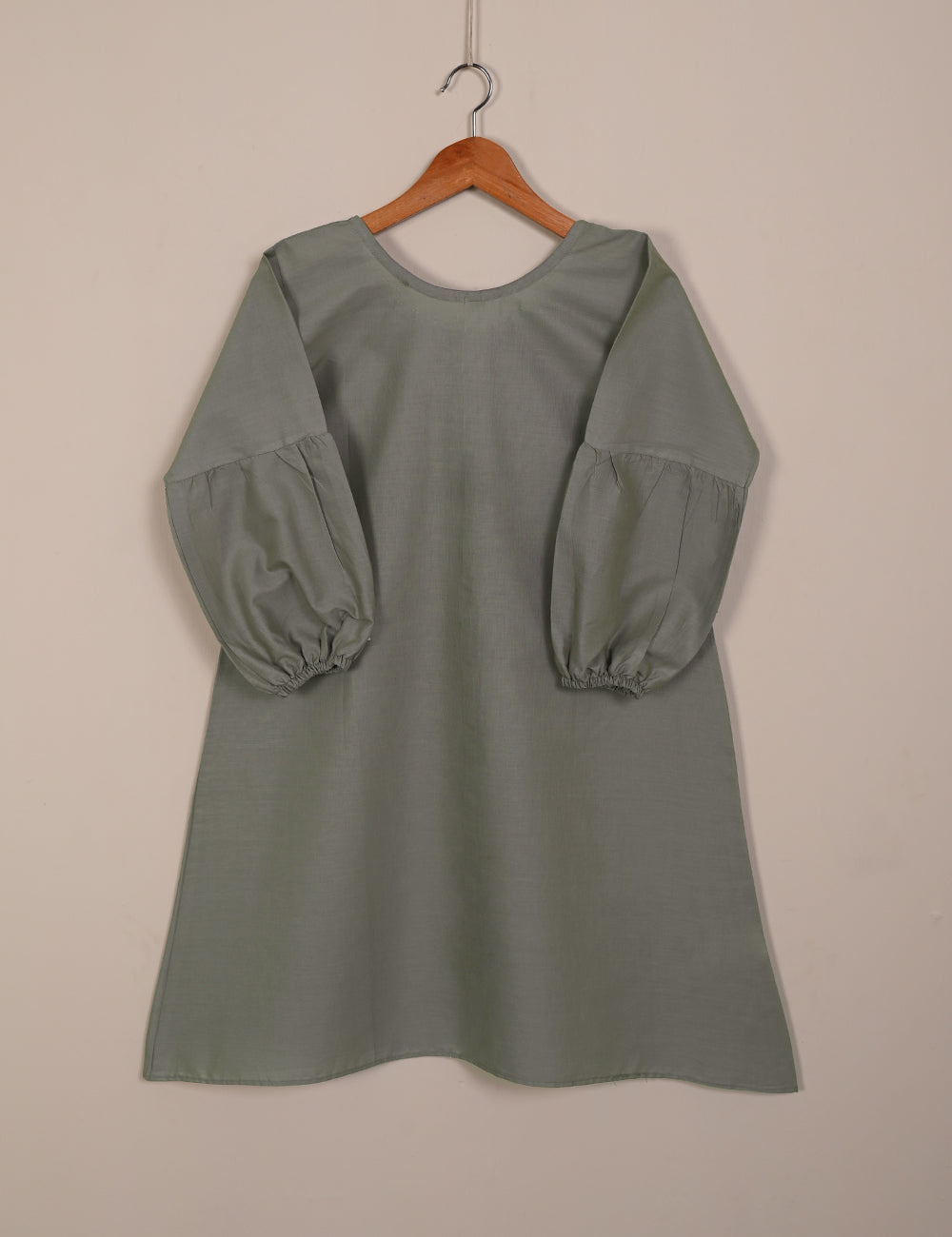 TS-134-GreeenishGrey - Cotton Open Button Kurti