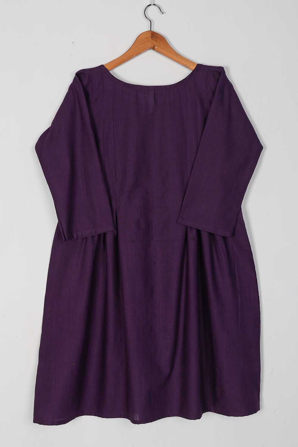 TKWK-03A-Purple - Khaddar Winter Stitched Frock