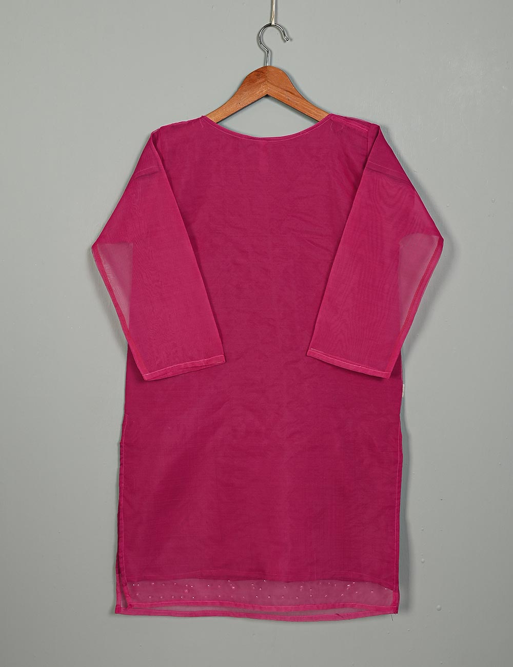 TS-148A-Fuchsia - Organza Embroidered Kurti