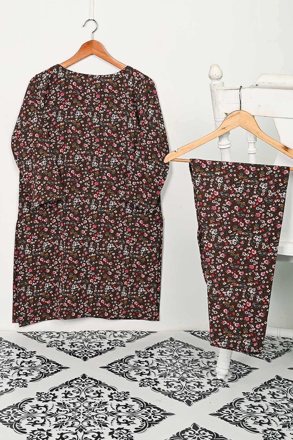 STP-122A-Brown - 2PC GEORGETTE CREPE DIGITAL PRINTED STITCHED