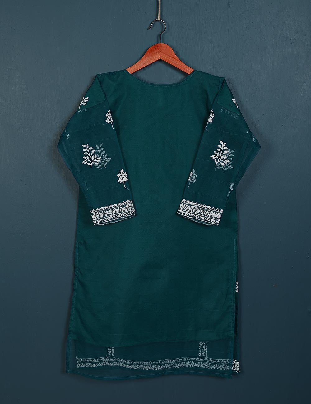 TS-142-Turquoise - Insignia - Organza Embroidered Kurti