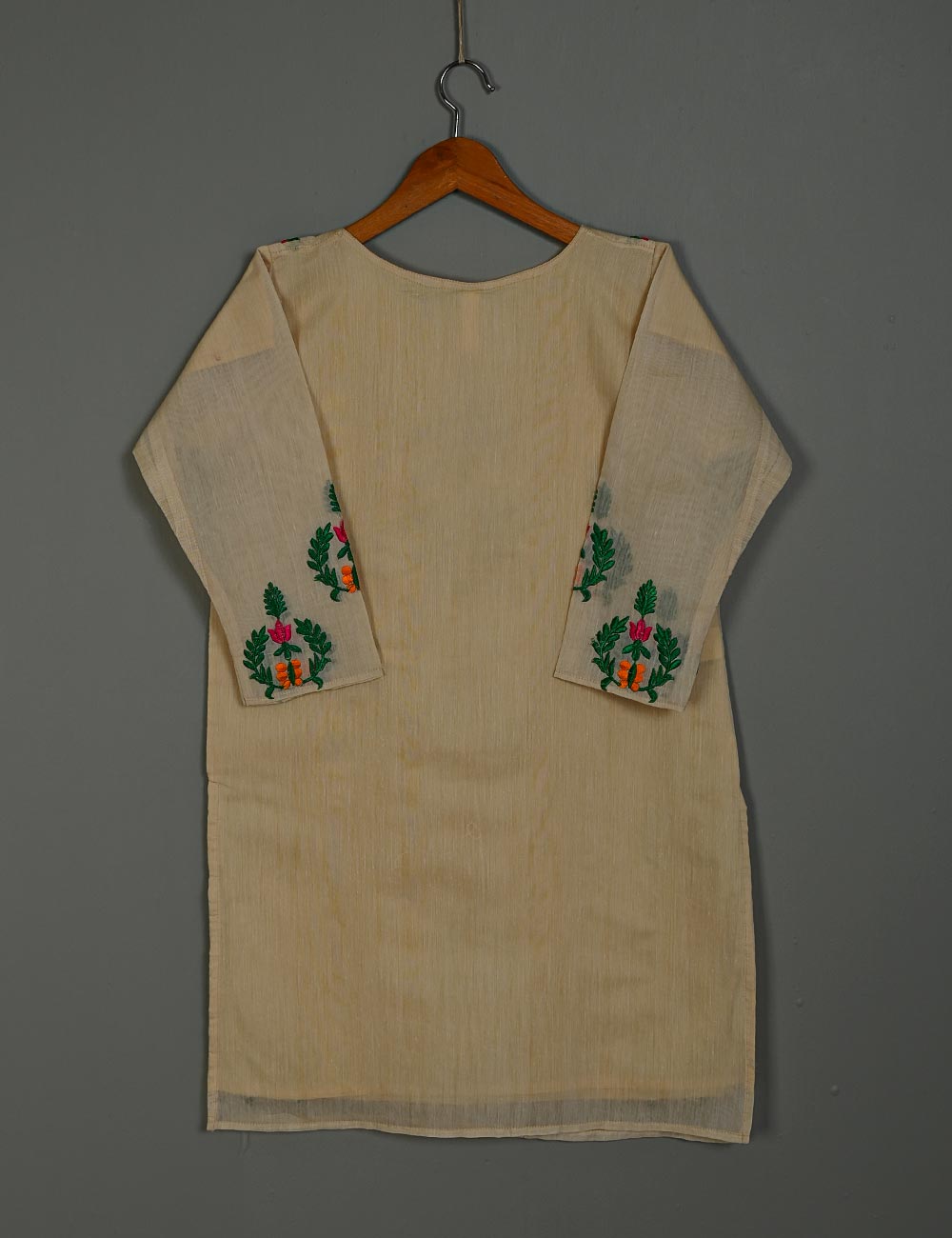 TS-169-Skin - Paper Cotton Embroidered Kurti