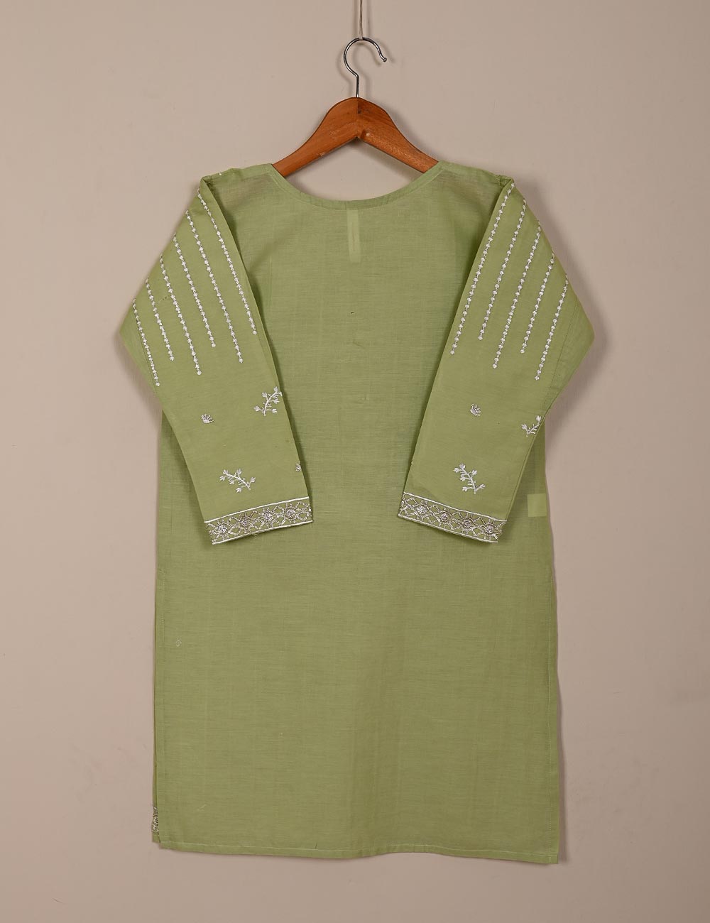 T20-002B-Green - Classic- - Cambric Embroidered Kurti