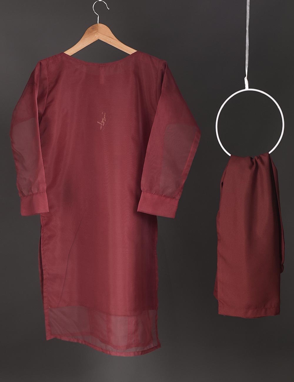 STP-013A-Maroon - 2Pc Organza With Malai Trouser