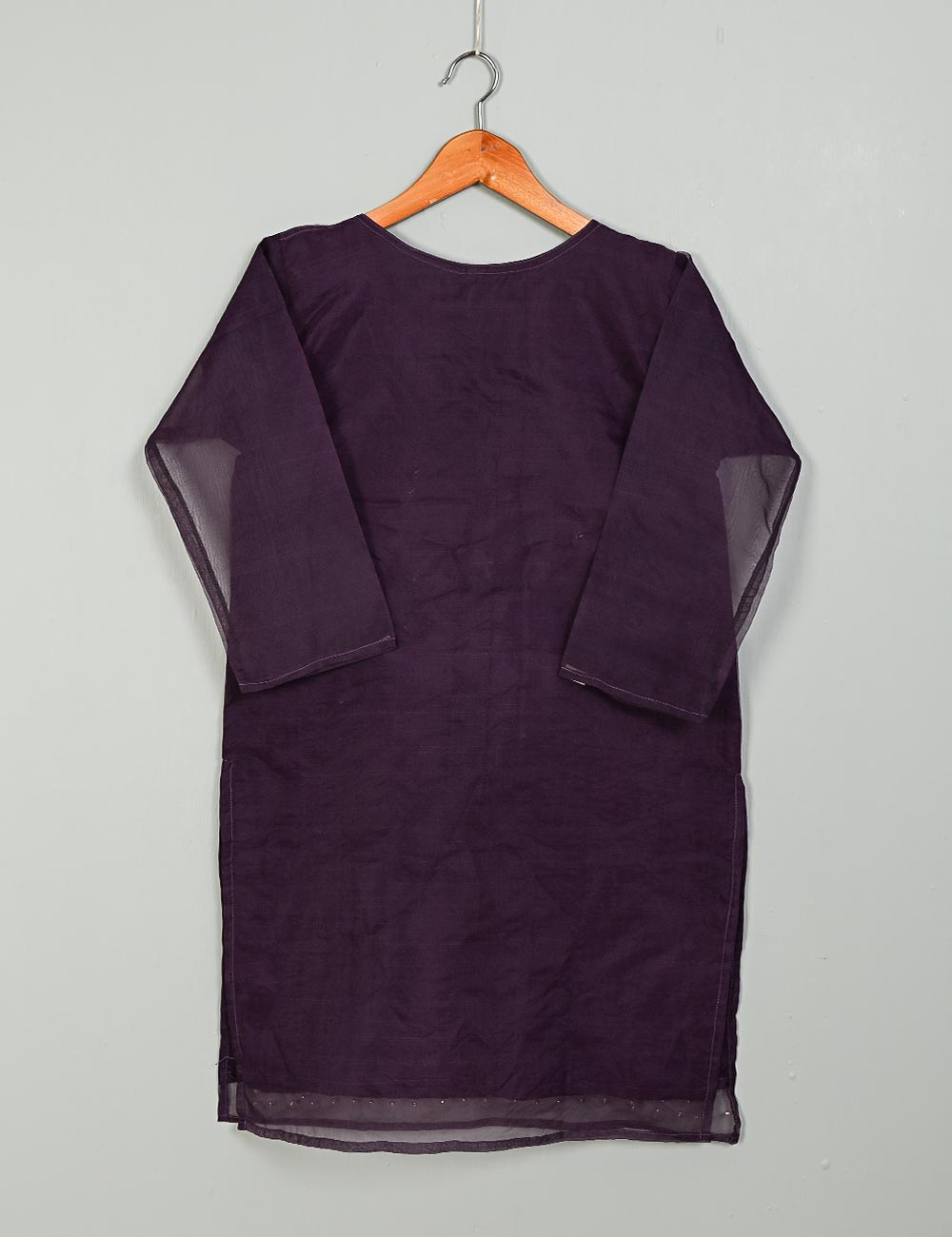 TS-148E-Purple - Organza Embroidered Kurti