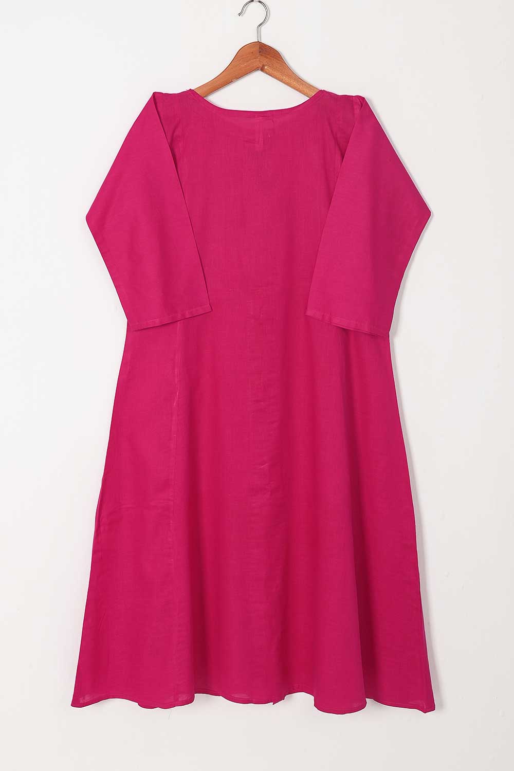 TS-222A-Fuchsia - Cotton Stitched Frock