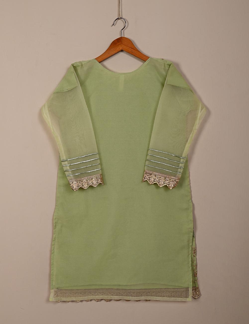 TS-039C-Green - Samolina - Organza Embroidered Kurti