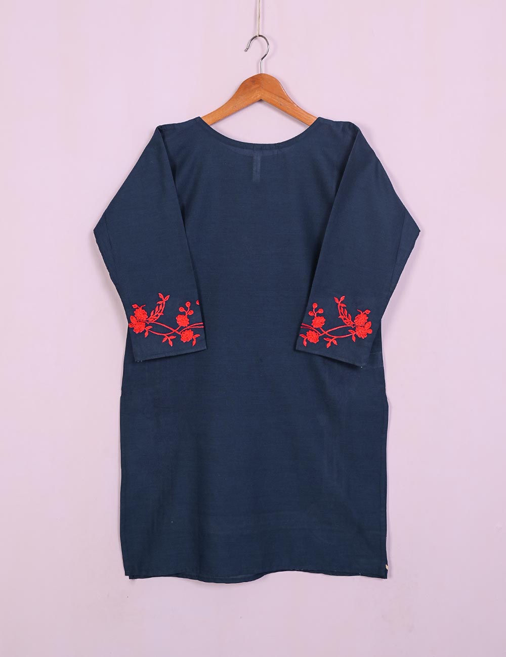 TS-037E-NavyBlue - Splish Splash - Cotton Embroidered Stitched Kurti