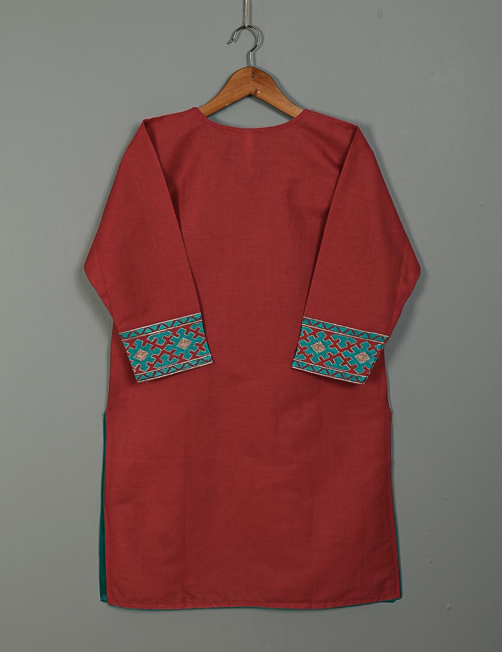Cotton Embroidered Stitched Kurti - Retro (TS-048B-Red)