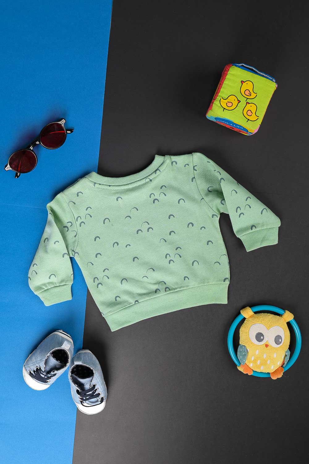 TB-03A-Green - Cotton Printed Fleece Sweatshirt