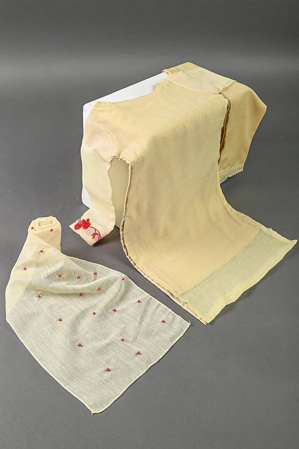 TKF-07-Skin - 3Pc Kids Paper Cotton Formal Stitched Dress