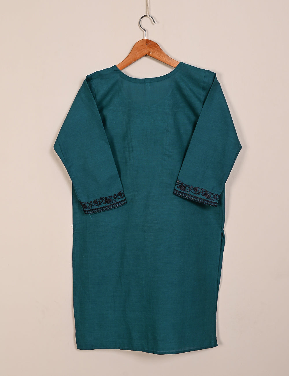 TS-128A-Turquoise - Cotton Embroidered Kurti