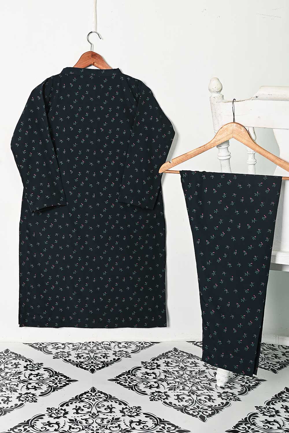 STP-131A-NavyBlue - 2PC GEORGETTE CREPE DIGITAL PRINTED STITCHED