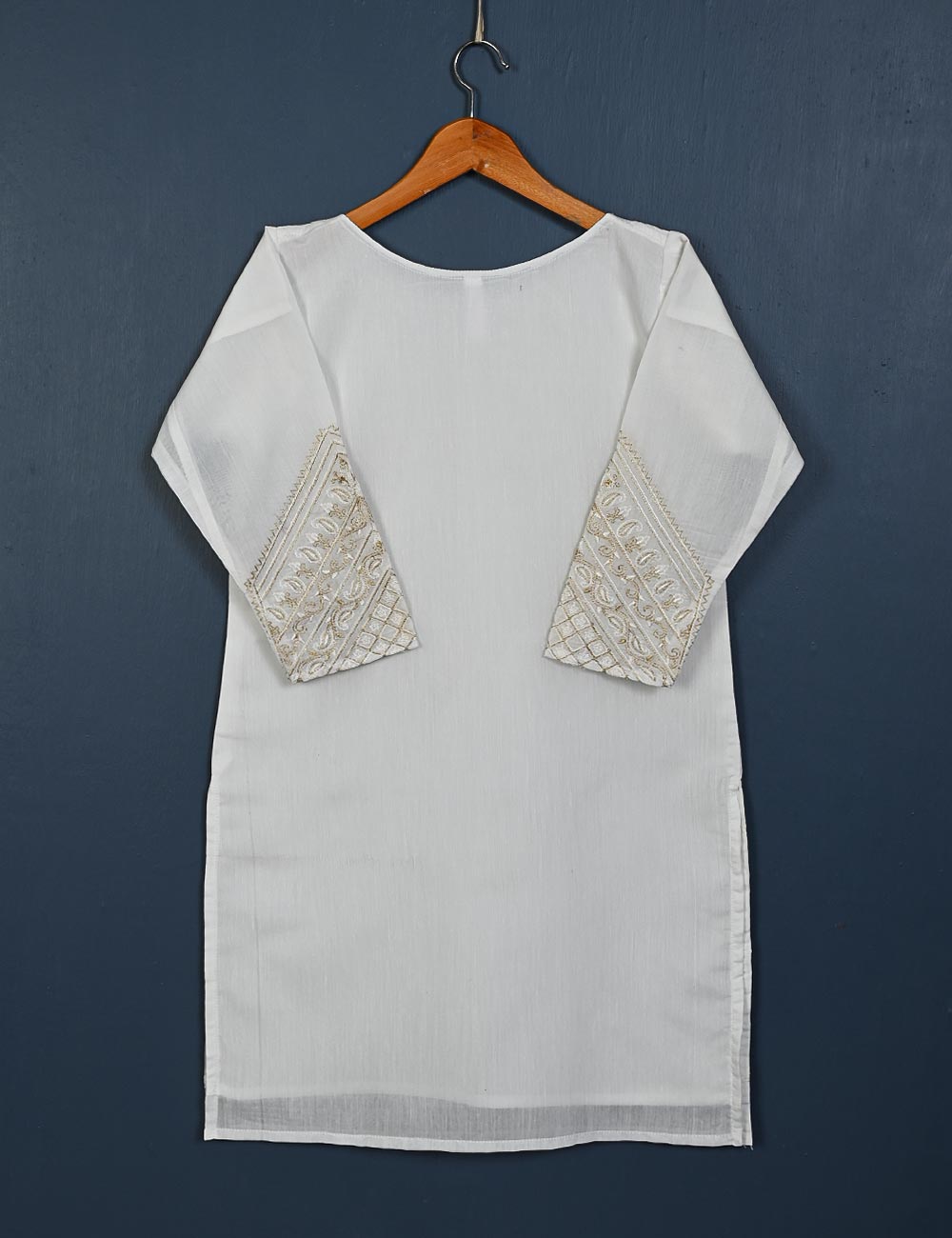 TS-154-White - Exotic Patterns - Paper Cotton Embroidered Kurti