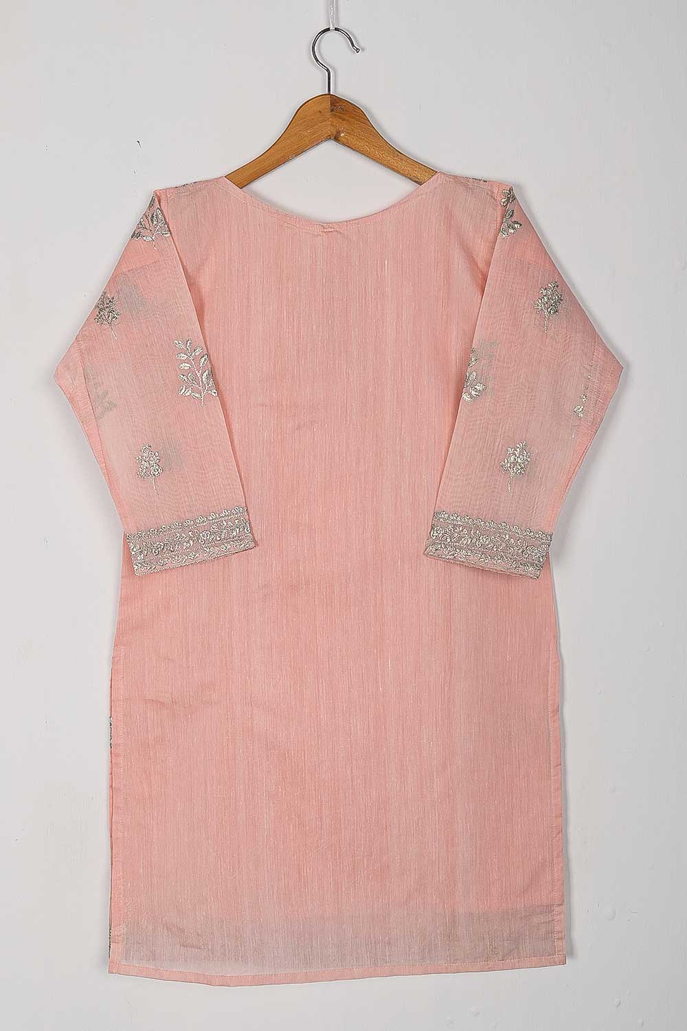 TS-160-Pink - Paper Cotton Embroidered Kurti