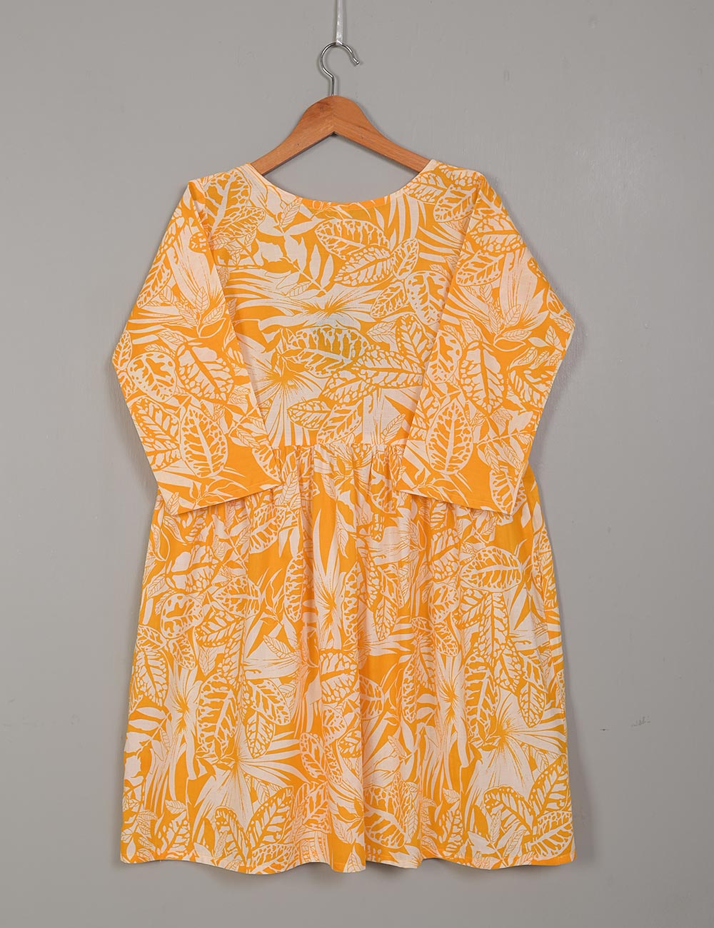 TS-217A-Yellow - Cotton Printed Frock