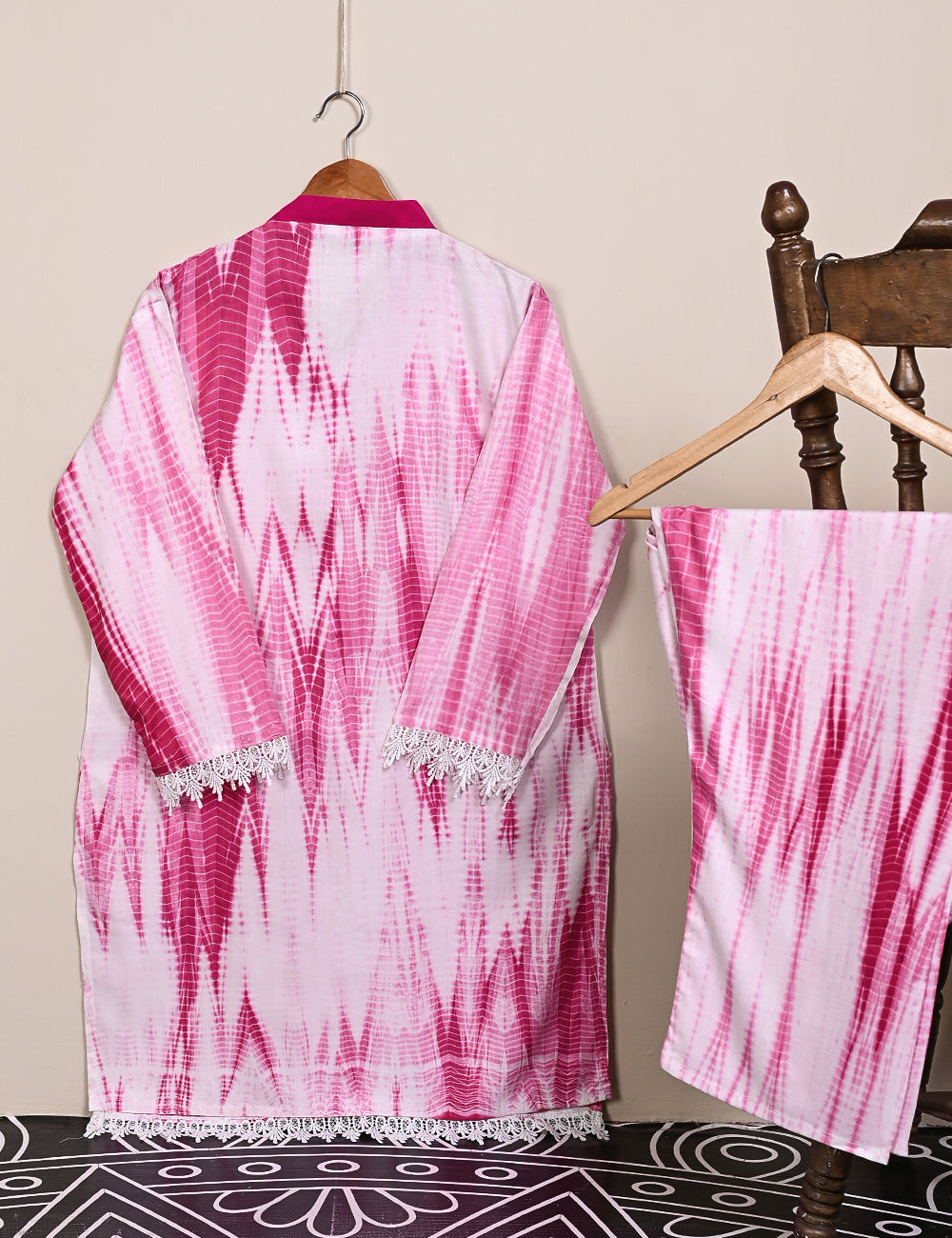STP-003-White & Pink - Fuschia - 2Pc Boski Linen