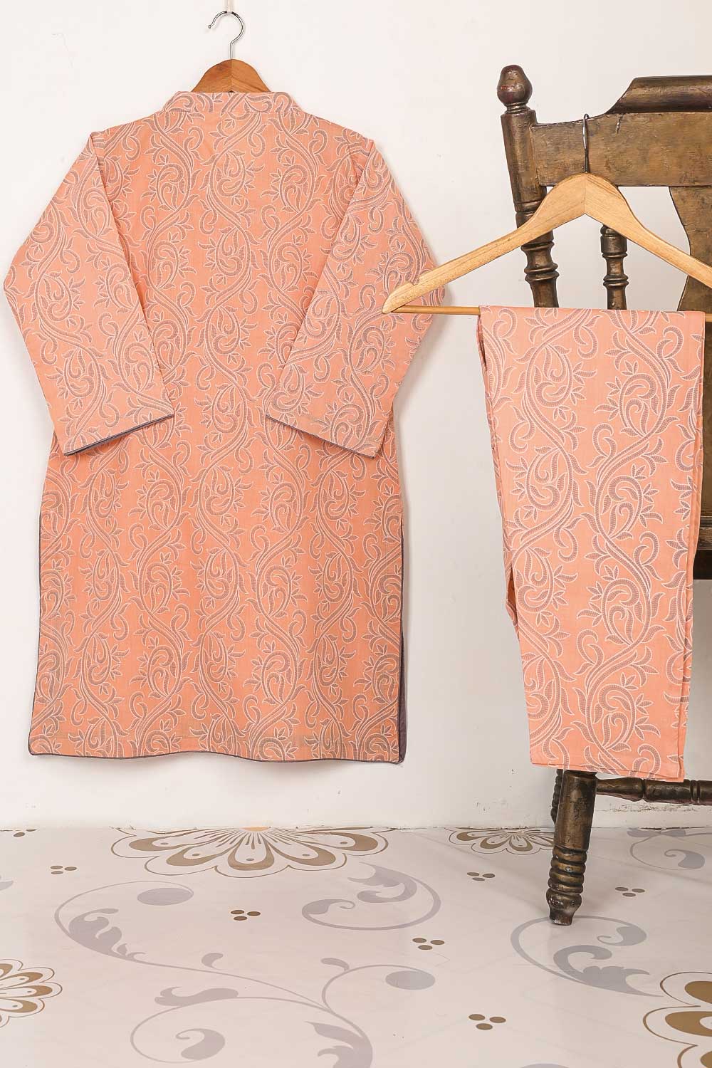 STP-060A-Peach - 2PC COTTON PRINTED STITCHED
