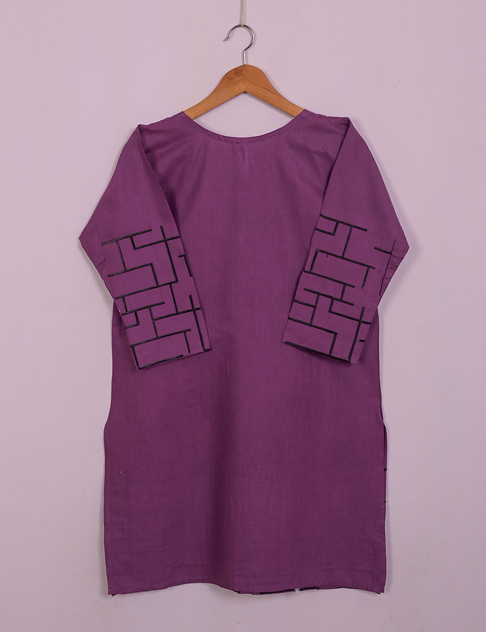 TS-112B-Purple - Cotton Embroidered Stitched Kurti
