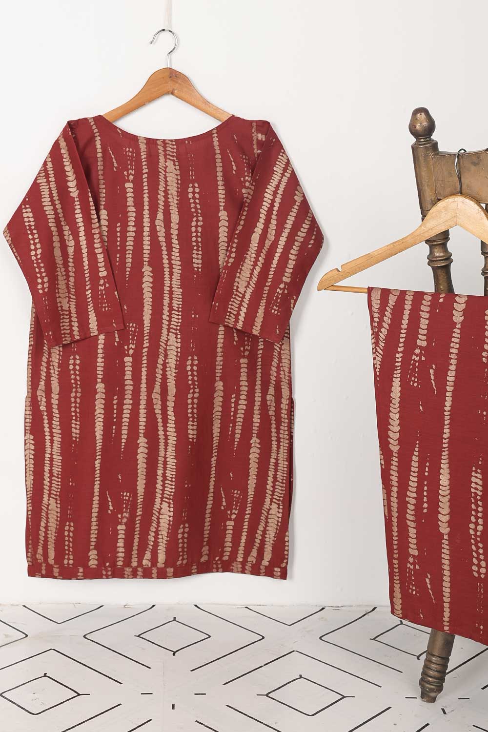 STP-019B-Maroon - 2Pc Cotton Stitched