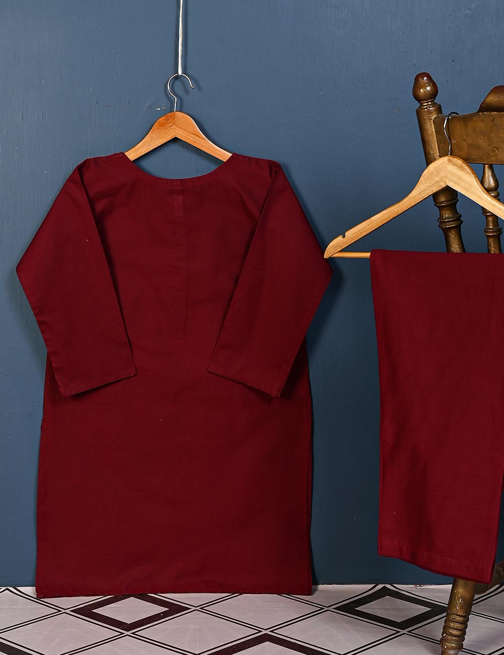 STP-005A-Maroon - 2Pc Cotton Stitched