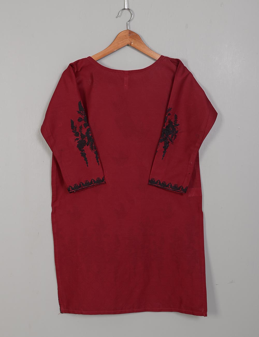 TS-214A-Maroon - Cotton Embroidered Stitched Kurti
