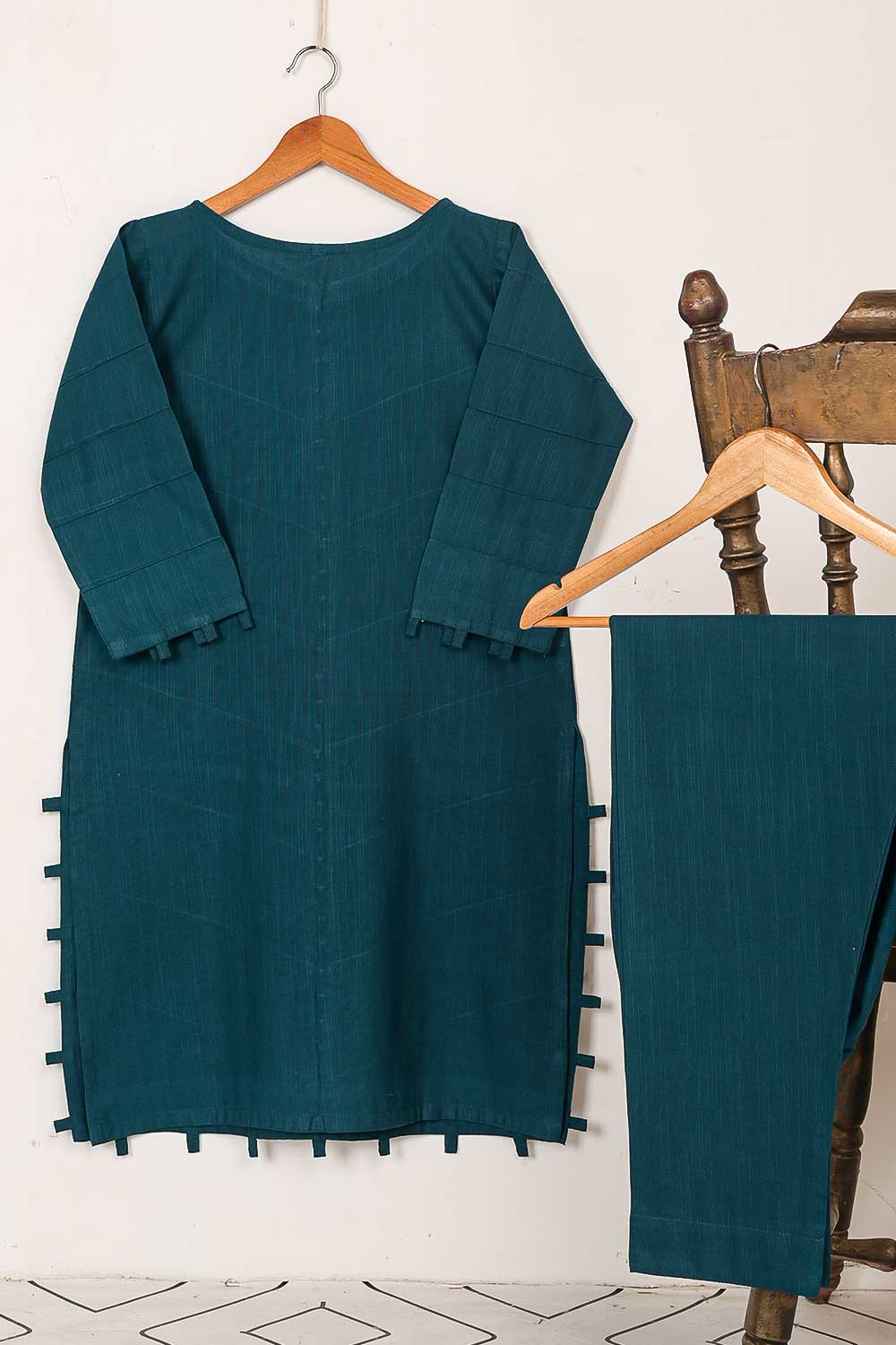 STP-058A-Blue - 2PC KHADDAR WINTER STITCHED