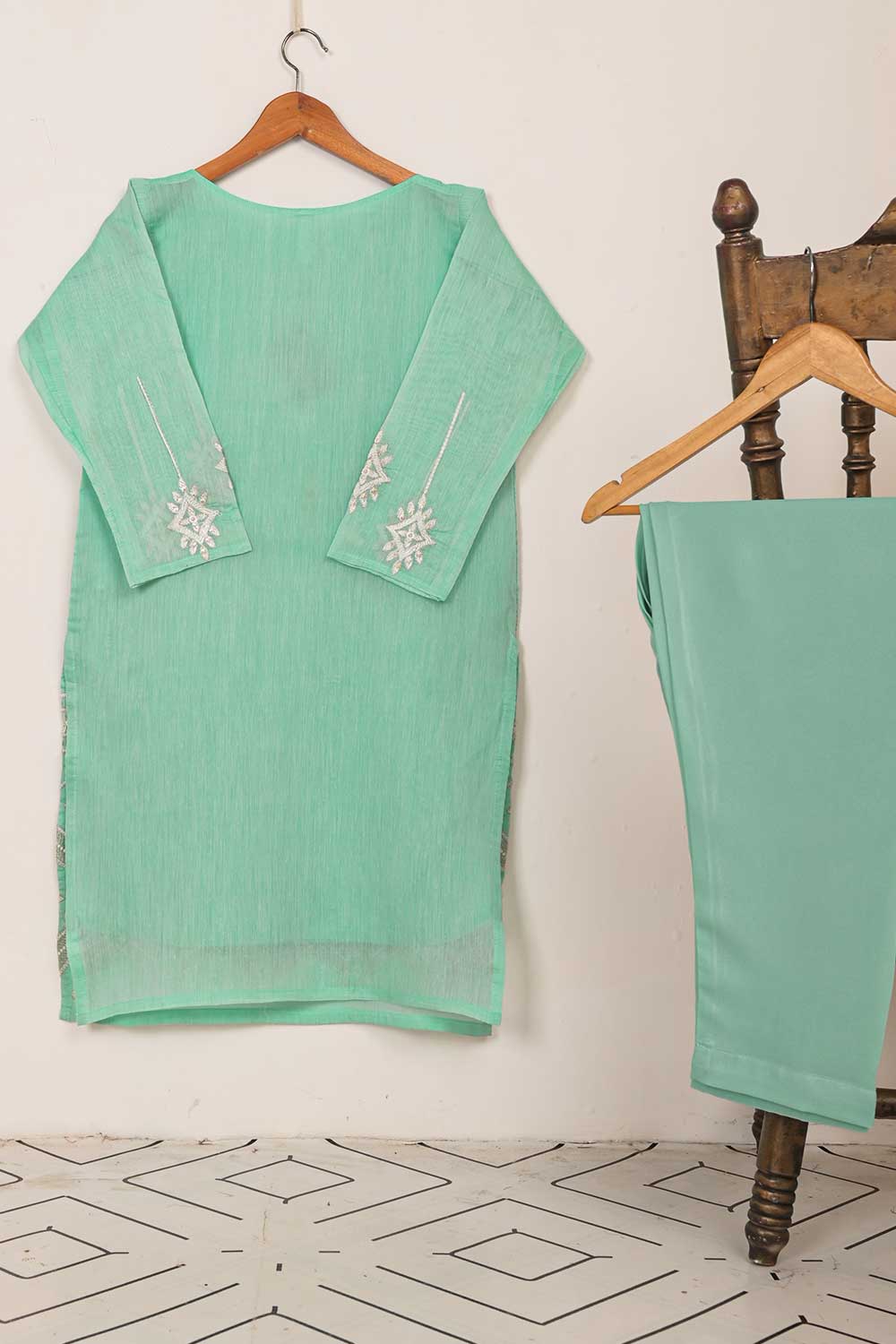 STP-047A-SeaGreen - 2PC PAPER COTTON STITCHED