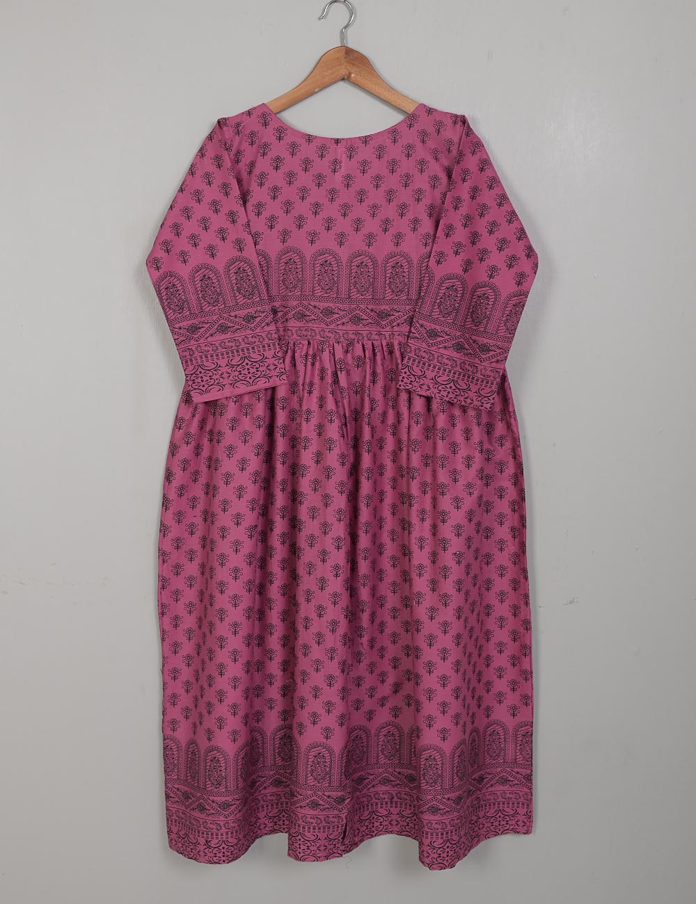 TS-218A-Fuchsia - Cotton Printed Frock