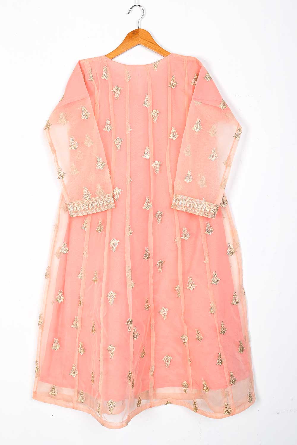 TS-228A-Pink - Organza Embroidered Stitched Frock