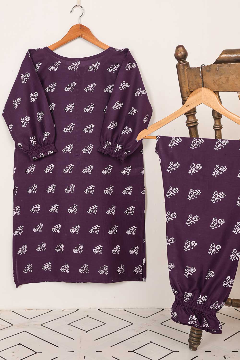 STP-036B-Dark Purple - 2PC COTTON STITCHED