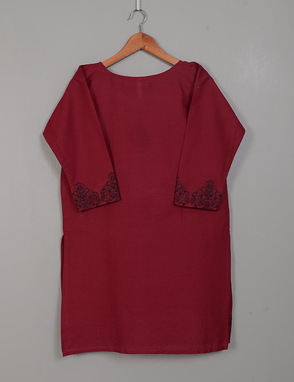 TS-130B-Maroon - Cotton Embroidered Stitched Kurti