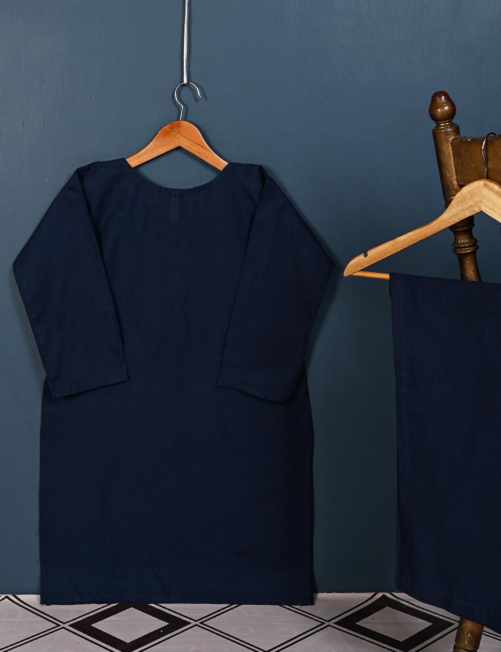 STP-005B-NavyBlue - 2Pc Cotton Stitched