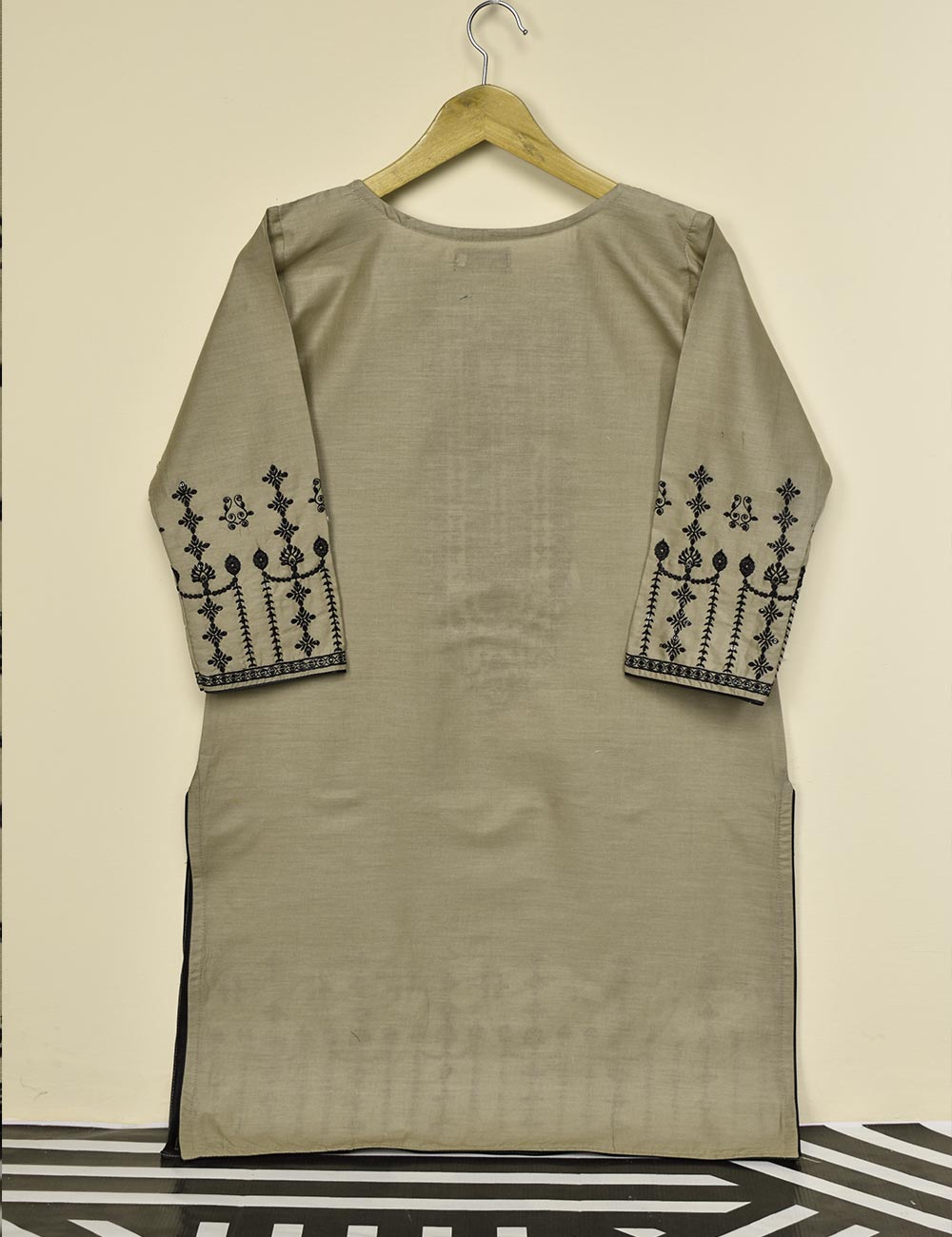 Cotton Embroidered Stitched Kurti - Abingora (T20-045-Khaki)