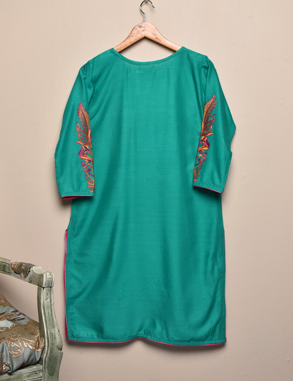 Tehwaar Winter Linen Embroidered Stitched Kurti - Aesthetics (TW-02B-SeaGreen)