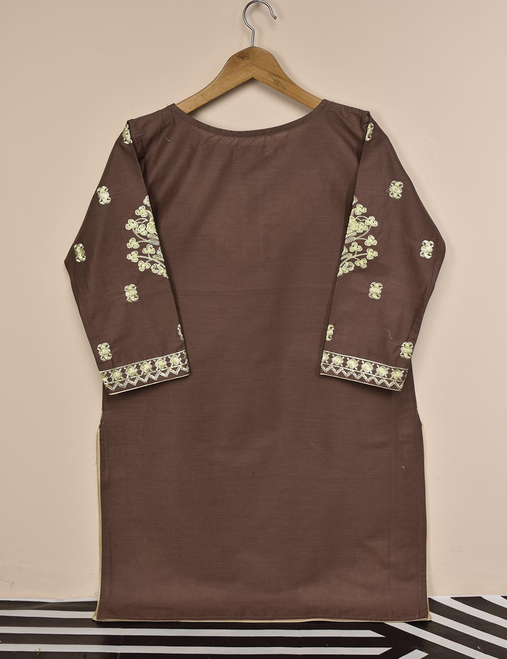 Cotton Embroidered Stitched Kurti - Cosmic Ray (T20-050B-Brown)