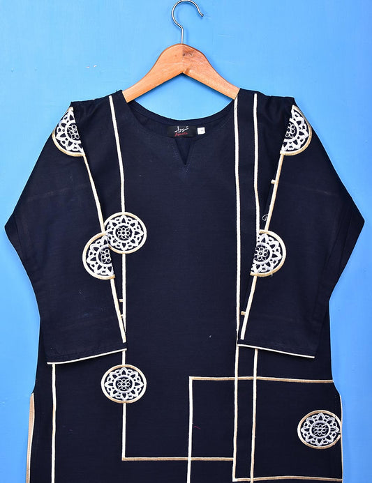 Cotton Embroidered Stitched Kurti - Cosmos (TS-034A-NavyBlue)