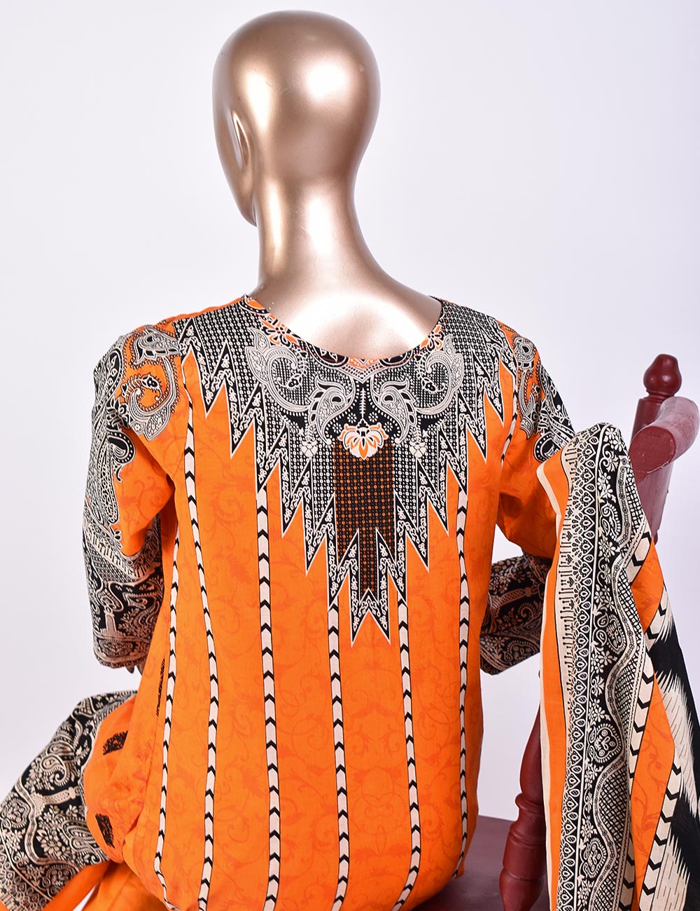 3 Pc Un-stitched Embroidered Lawn - Chaotic Depth (ATL-5B-Orange)