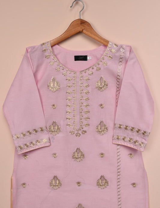 Cotton Embroidered Stitched Kurti - Dazzling Daisy (T20-046B-Pink)