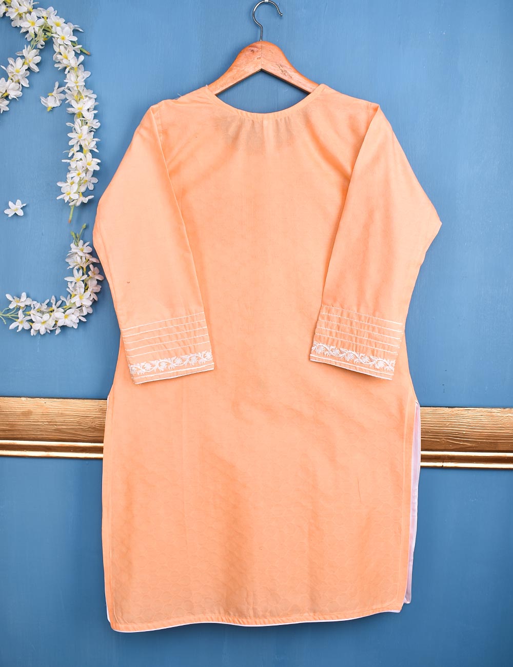 Cotton Embroidered Stitched Kurti - Delicacia (TS-050A-Peach)