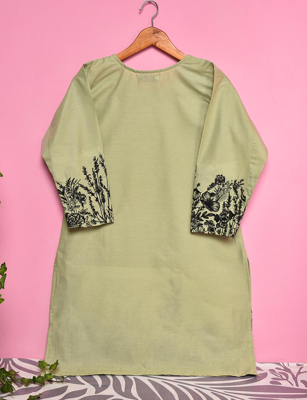 Cotton Embroidered Stitched Kurti - Exotic Forest (TS-025A-Green)
